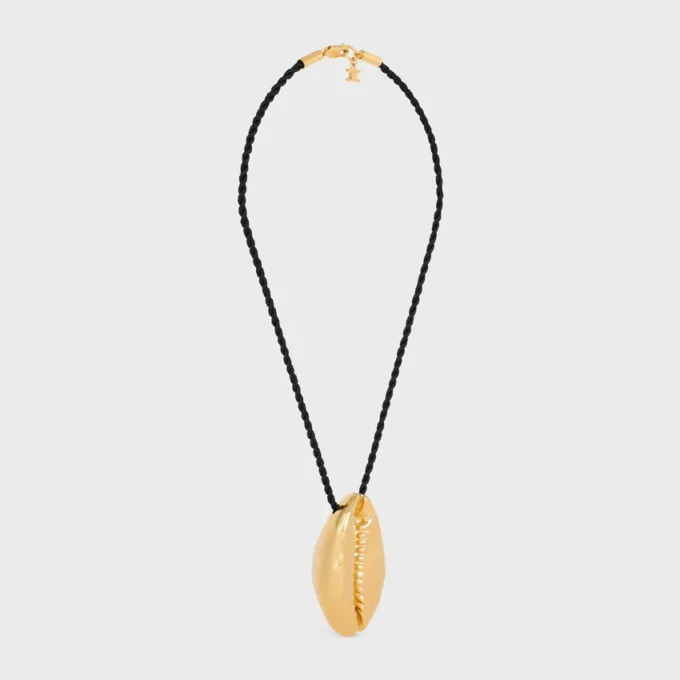 Collier CELINE Dafila en laiton avec finition dorée et soie