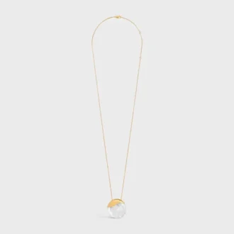 Collier CELINE en cristal de roche et laiton avec finition dorée