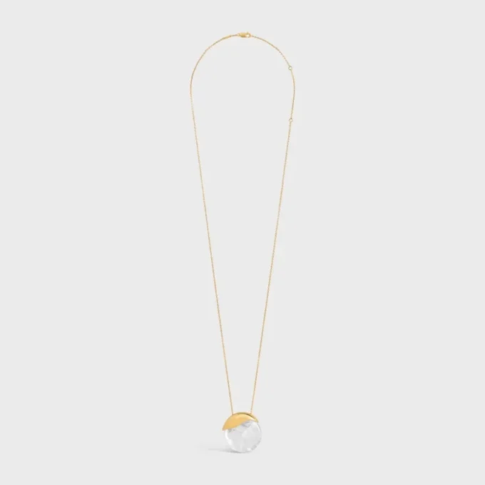 Collier CELINE en cristal de roche et laiton avec finition dorée