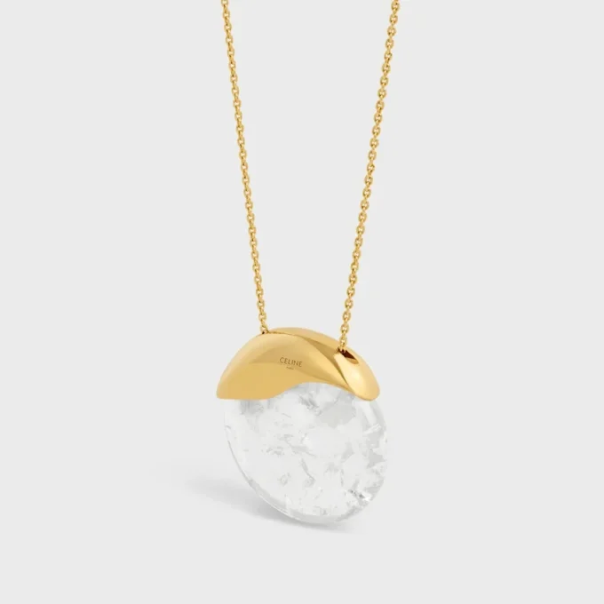 Collier CELINE en cristal de roche et laiton avec finition dorée