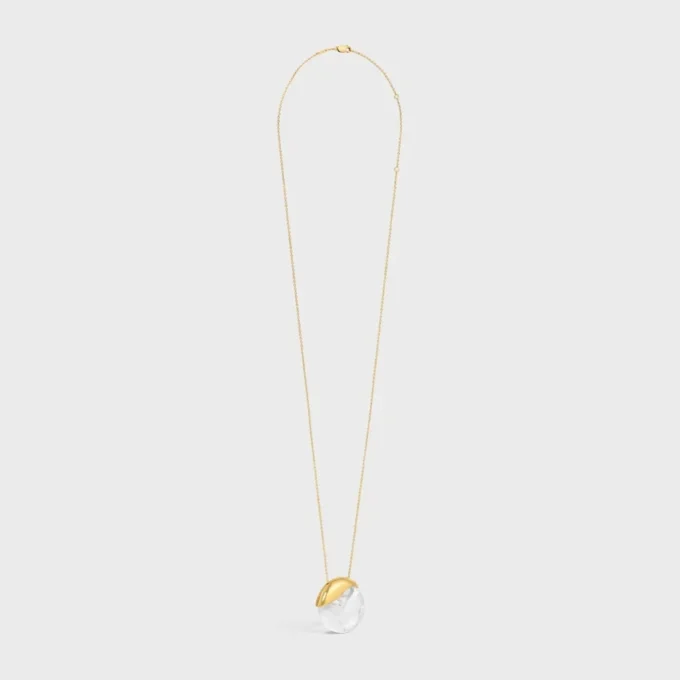Collier CELINE en cristal de roche et laiton avec finition dorée