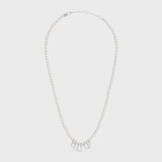 Collier CELINE Monochroms en perles de verre et laiton avec finition rhodiée
