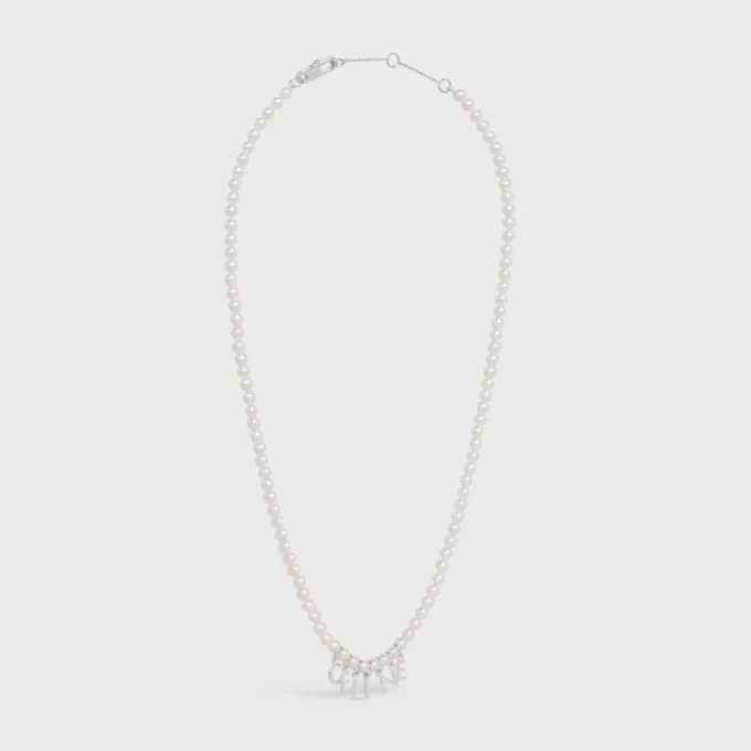 Collier CELINE Monochroms en perles de verre et laiton avec finition rhodiée Collier CELINE Monochroms en perles de verre et laiton avec finition rhodiée