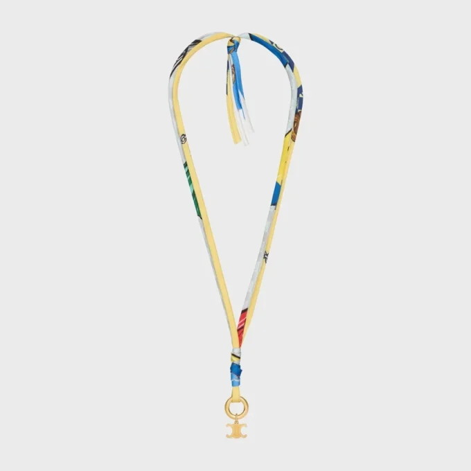 Collier à cordon CELINE Charms en soie et laiton avec finition dorée