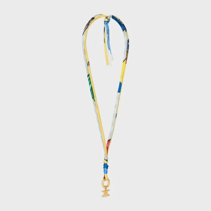Collier à cordon CELINE Charms en soie et laiton avec finition dorée