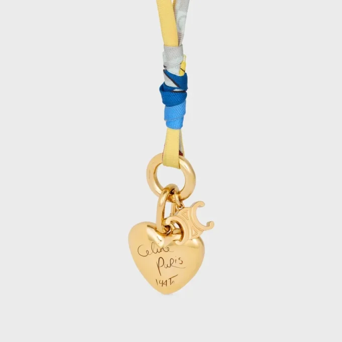 Collier à cordon CELINE Charms en soie et laiton avec finition dorée