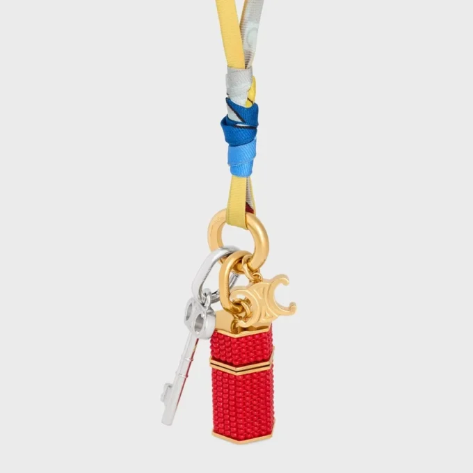 Collier à cordon CELINE Charms en soie et laiton avec finition dorée