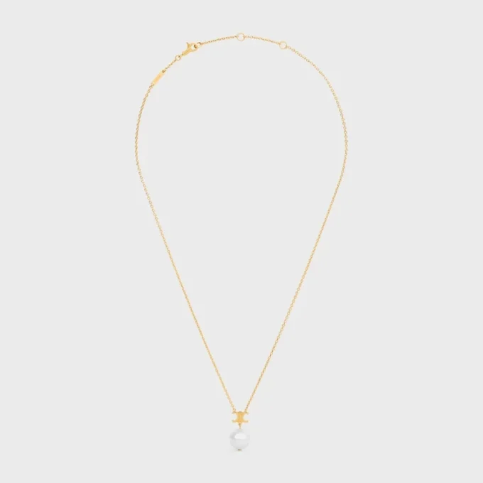 Collier Les Perles CELINE en perles de résine et laiton avec finition dorée