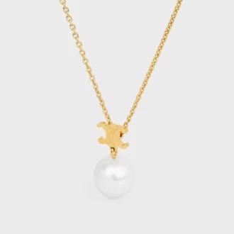 Collier Les Perles CELINE en perles de résine et laiton avec finition dorée