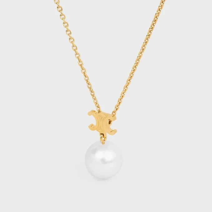 Collier Les Perles CELINE en perles de résine et laiton avec finition dorée