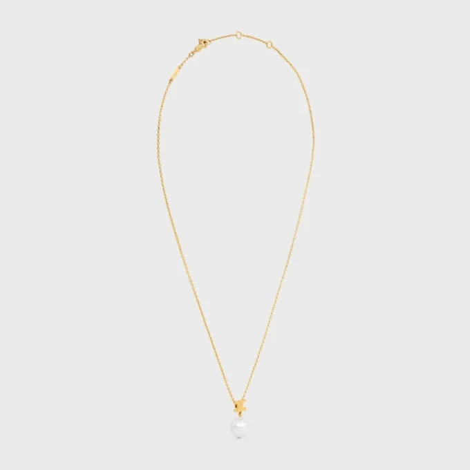 Collier Les Perles CELINE en perles de résine et laiton avec finition dorée