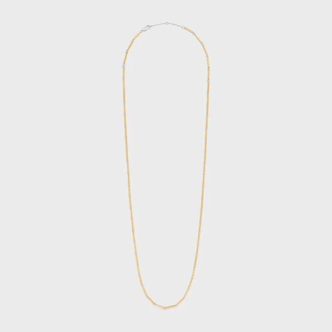 Collier long à breloques en laiton avec finition or et rhodium Collier long à breloques en laiton avec finition or et rhodium