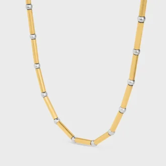 Collier long à breloques en laiton avec finition or et rhodium
