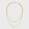 Collier long à breloques en laiton avec finition or et rhodium Collier long à breloques en laiton avec finition or et rhodium
