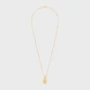 Collier médaillon CELINE en perle de résine et laiton avec finition dorée