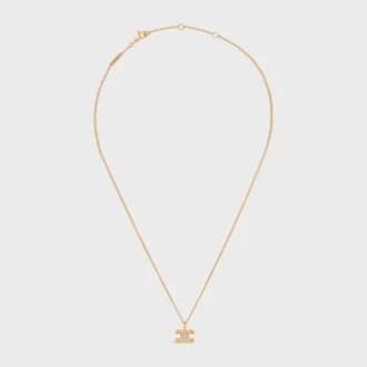 Collier Triomphe en strass, laiton finition dorée et cristaux