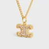 Collier Triomphe en strass, laiton finition dorée et cristaux