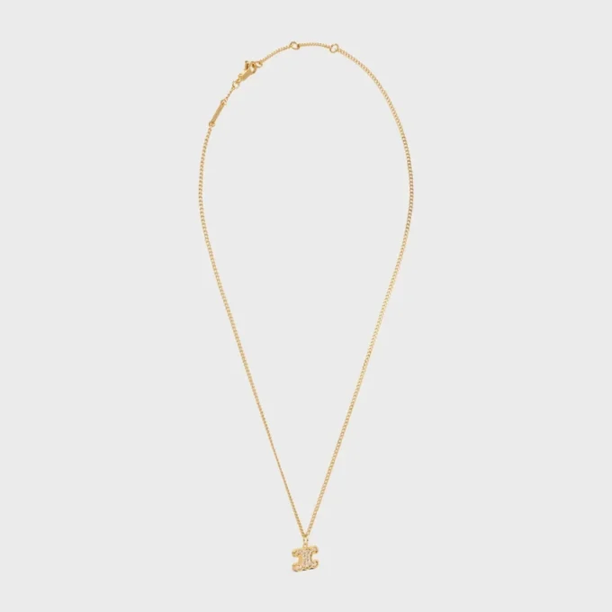 Collier Triomphe en strass, laiton finition dorée et cristaux