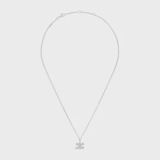Collier Triomphe en strass, laiton rhodié et cristaux