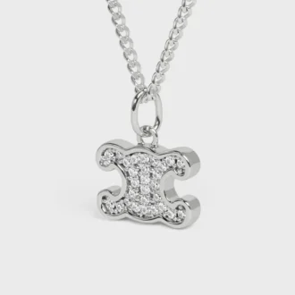 Collier Triomphe en strass, laiton rhodié et cristaux