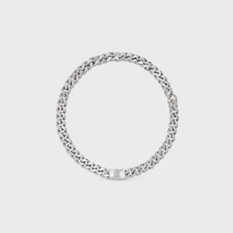 Collier Triomphe Gourmette en laiton avec finition rhodiée