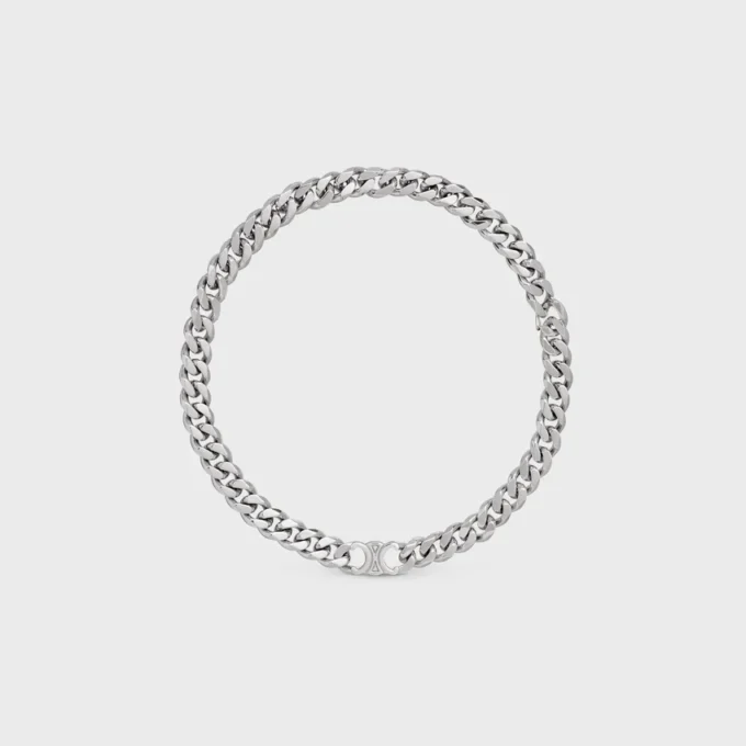 Collier Triomphe Gourmette en laiton avec finition rhodiée Collier Triomphe Gourmette en laiton avec finition rhodiée