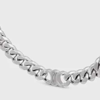 Collier Triomphe Gourmette en laiton avec finition rhodiée