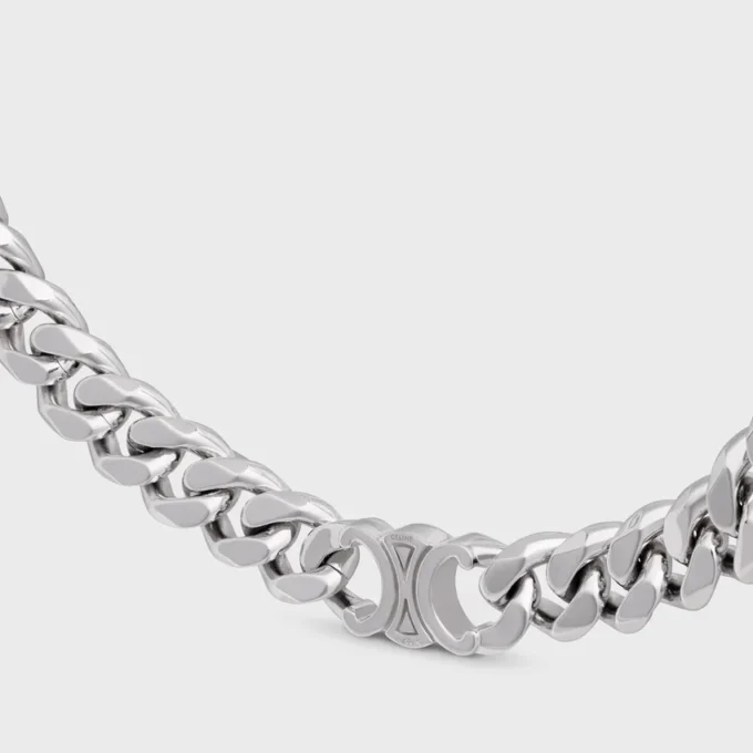 Collier Triomphe Gourmette en laiton avec finition rhodiée Collier Triomphe Gourmette en laiton avec finition rhodiée