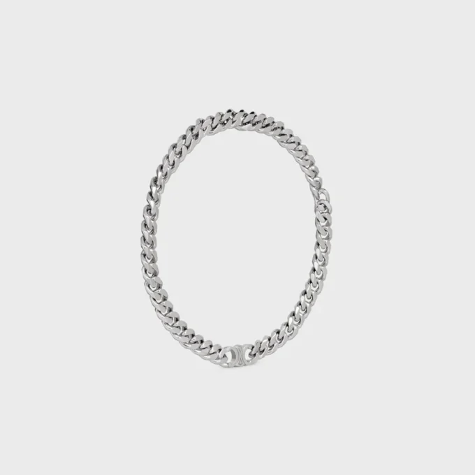 Collier Triomphe Gourmette en laiton avec finition rhodiée Collier Triomphe Gourmette en laiton avec finition rhodiée