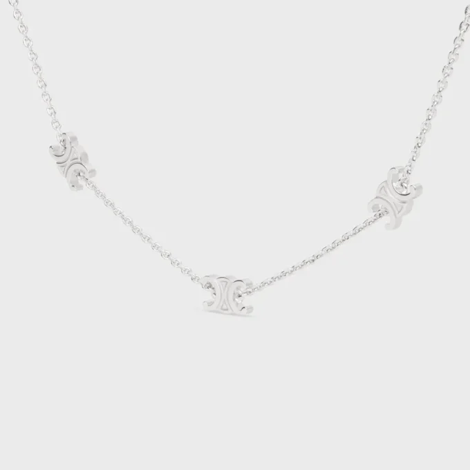 Collier Triomphe Mini Triomphe en laiton avec finition rhodiée