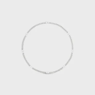 Collier Triomphe Small Gourmette en laiton avec finition rhodiée