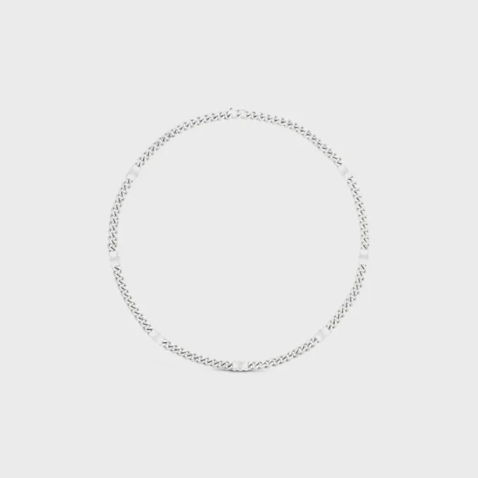 Collier Triomphe Small Gourmette en laiton avec finition rhodiée