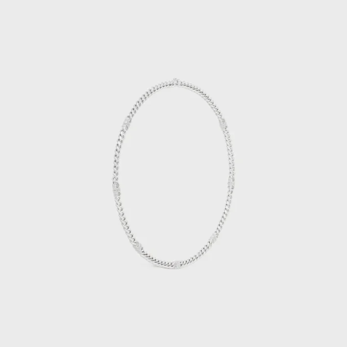 Collier Triomphe Small Gourmette en laiton avec finition rhodiée