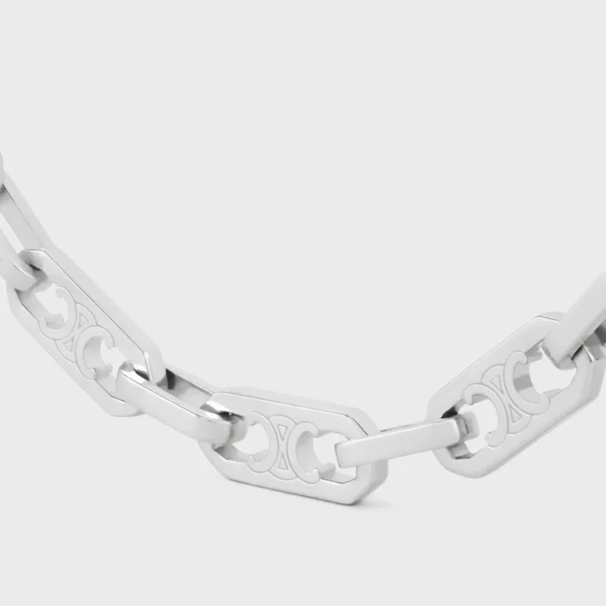 Collier Triomphe Small Octagon en laiton avec finition rhodiée