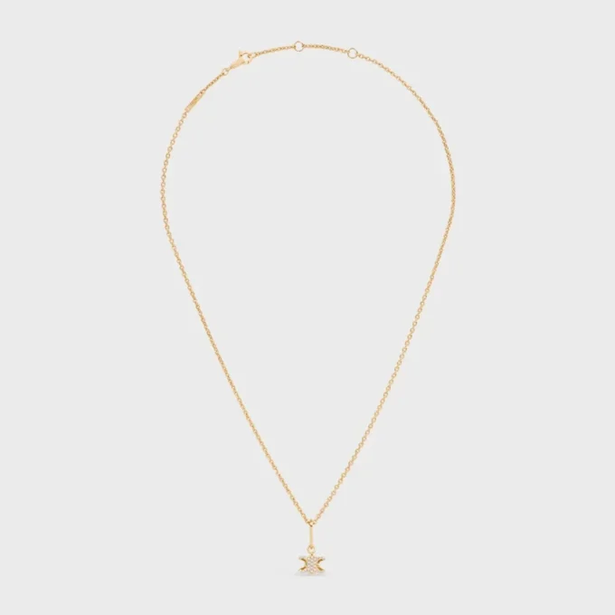 Collier Triomphe Solitaire Sparkle en strass et laiton avec finition dorée