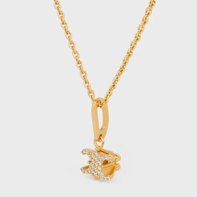 Collier Triomphe Solitaire Sparkle en strass et laiton avec finition dorée