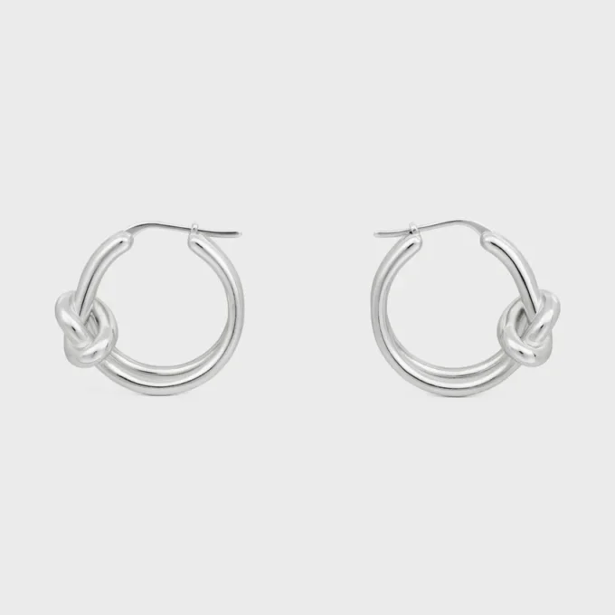 Créoles doubles Knot en laiton avec finition rhodiée
