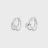 Créoles doubles Knot en laiton avec finition rhodiée