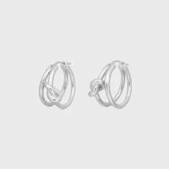 Créoles doubles Knot en laiton avec finition rhodiée