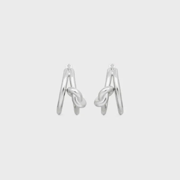 Créoles doubles Knot en laiton avec finition rhodiée