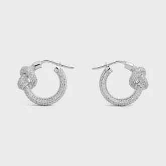 Créoles Knot Sparkle en strass et laiton avec finition rhodiée