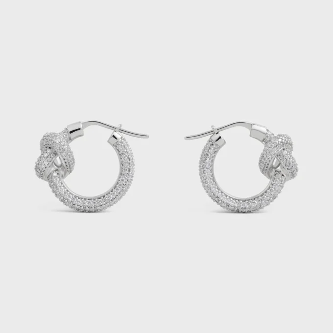 Créoles Knot Sparkle en strass et laiton avec finition rhodiée