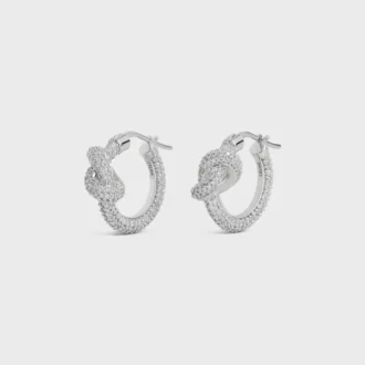 Créoles Knot Sparkle en strass et laiton avec finition rhodiée