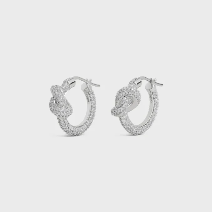 Créoles Knot Sparkle en strass et laiton avec finition rhodiée