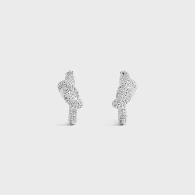 Créoles Knot Sparkle en strass et laiton avec finition rhodiée