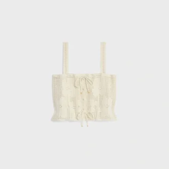 Crop top en coton crocheté à motifs floraux
