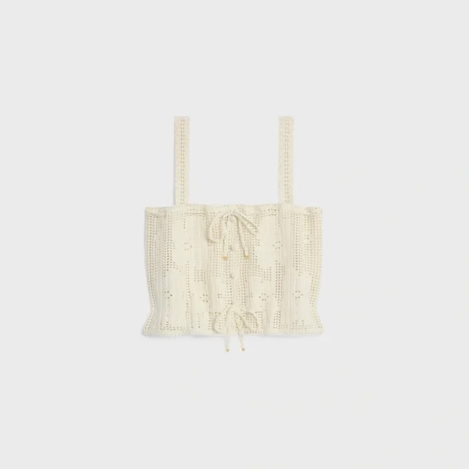 Crop top en coton crocheté à motifs floraux Crop top en coton crocheté à motifs floraux