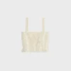 Crop top en coton crocheté à motifs floraux Crop top en coton crocheté à motifs floraux