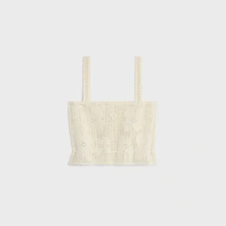 Crop top en coton crocheté à motifs floraux