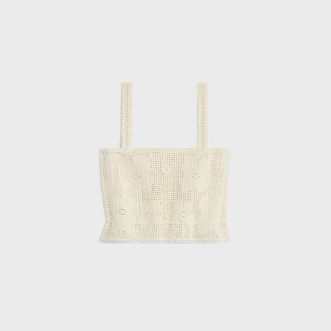 Crop top en coton crocheté à motifs floraux Crop top en coton crocheté à motifs floraux